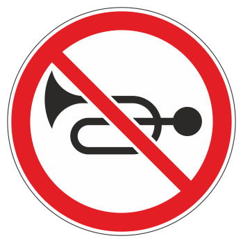 Дорожный знак 3.26 «Подача звукового сигнала запрещена» (металл 0,8 мм, III типоразмер: диаметр 900 мм, С/О пленка: тип Б высокоинтенсивная)